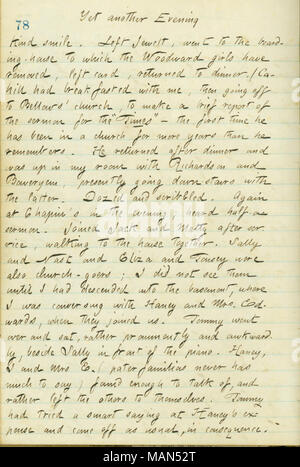 Décrit une soirée passée avec la famille Edwards. Titre : Thomas Butler Gunn Diaries : Volume 16, page 93, Avril 14, 1861 . 14 avril 1861. Gunn, Thomas Butler, 1826-1903 Banque D'Images