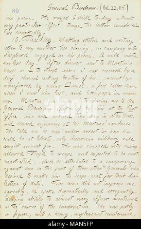 Réunion décrit le Général Henry Washington Benham. Titre : Thomas Butler Gunn Diaries : Volume 18, page 91, Décembre 9, 1861 . 9 décembre 1861. Gunn, Thomas Butler, 1826-1903 Banque D'Images