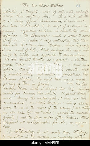 Réunion décrit le Général Henry Washington Benham. Titre : Thomas Butler Gunn Diaries : Volume 18, page 92, Décembre 10, 1861 . 10 décembre 1861. Gunn, Thomas Butler, 1826-1903 Banque D'Images