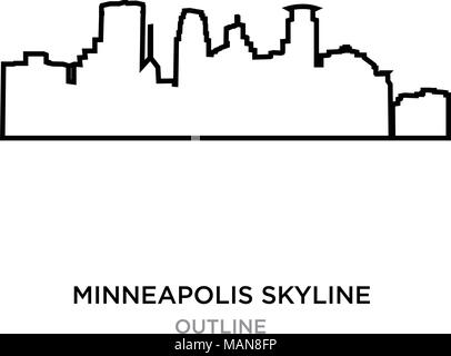 Minneapolis skyline contours sur fond blanc, vector illustration Illustration de Vecteur