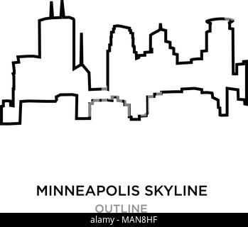 Minneapolis skyline contours sur fond blanc, vector illustration Illustration de Vecteur