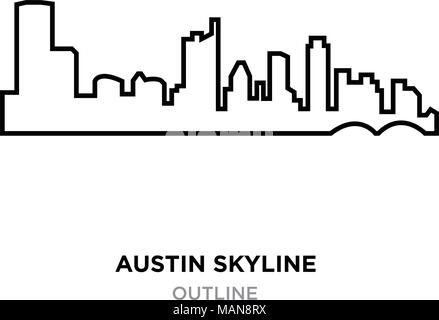 Austin skyline contours sur fond blanc, vector illustration Illustration de Vecteur