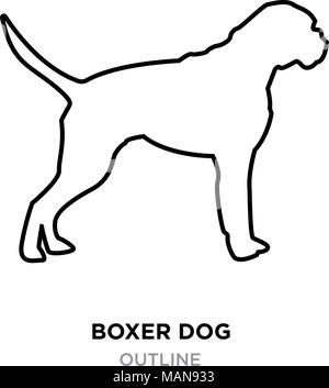 Chien boxer contours sur fond blanc, vector illustration Illustration de Vecteur
