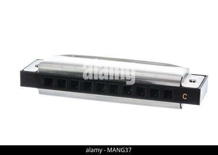 New classic harmonica isolé sur fond blanc Banque D'Images