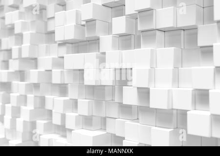 White Cube géométrique, cubiques, des boîtes, des carrés forme abstract background. Abstract blocs blancs. En arrière-plan pour votre modèle de conception, le rendu 3D Banque D'Images