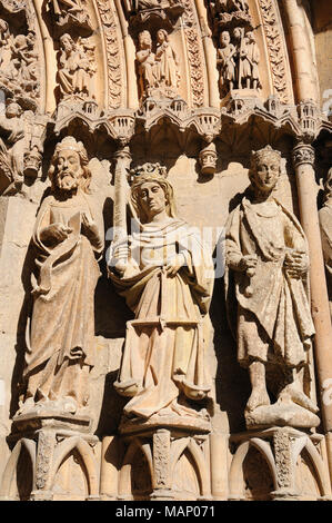 Détail du portail, de la cathédrale de León. Castilla y León, Espagne Banque D'Images