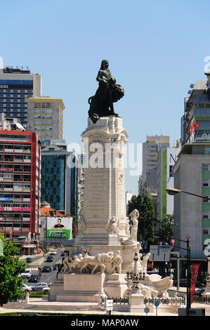 Une vue de la Place Marquês de Pombal, l'une des principales places dans le centre historique de Lisbonne, Portugal Banque D'Images