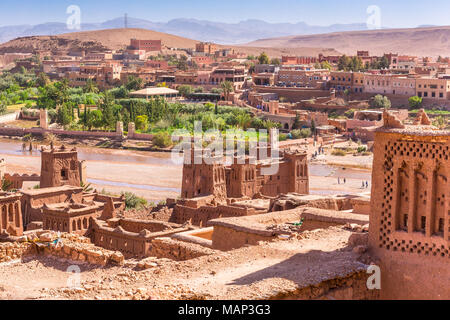 Avis de Ait Benhaddou, Kasbah Ait Ben Haddou, Ouarzazate, Maroc Banque D'Images