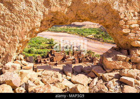 Avis de Ait Benhaddou, Kasbah Ait Ben Haddou, Ouarzazate, Maroc Banque D'Images