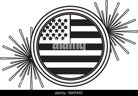 Drapeau américain sur le bouton à l'aide d'artifice vector illustration Illustration de Vecteur