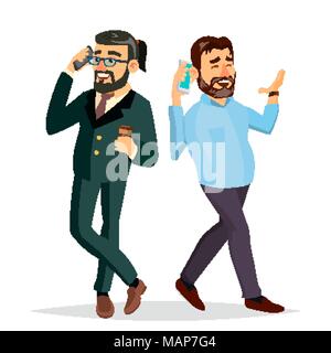 Les hommes d'affaires à se parler au téléphone. Des amis, des collègues de bureau. Patron, DIRECTEUR GÉNÉRAL. La communication des hommes. Télévision Personnage isolé Illustration Illustration de Vecteur