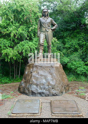 Statue commémorative de David Livingstone, Victoria Falls, Zimbabwe Banque D'Images