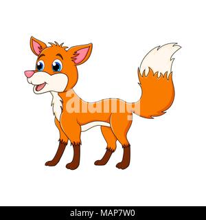 Cartoon animal fox isolé sur fond blanc Illustration de Vecteur