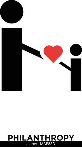 L'icône de la philanthropie sur fond blanc, en noir, icône vector illustration Illustration de Vecteur