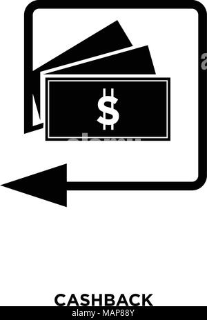 L'icône de cashback sur fond blanc, en noir, icône vector illustration Illustration de Vecteur