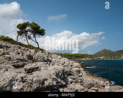 Vue de la baie de Canyamel, Majorque, Îles Baléares lors d'une journée ensoleillée Banque D'Images