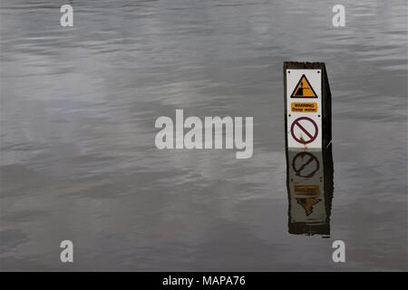 Inondations à Needham Lake, Suffolk UK Banque D'Images
