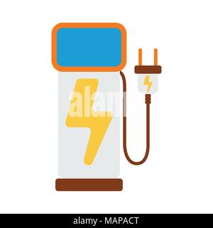 L'icône d'un chargeur de voiture. Étiquette énergie pour le Web sur fond blanc. Télévision Vector Illustration. Illustration de Vecteur