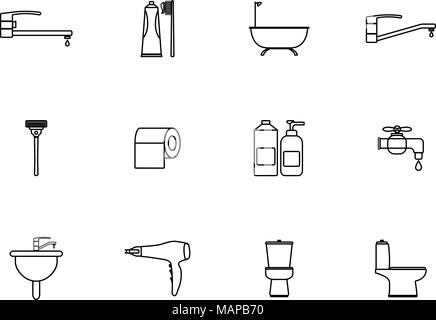 12 contours de bains icons set. Vector illustration Illustration de Vecteur