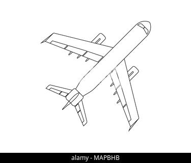 L'icône avion télévision et le logo. Contours Vector illustration. Illustration de Vecteur