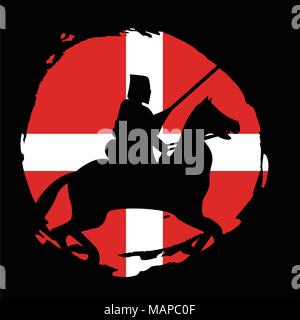 Angleterre Knight Warrior Silhouette sur fond noir. Vector illustration isolé. Illustration de Vecteur