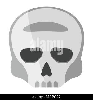 L'icône dessin animé crâne sur fond vert. Vector illustration. Illustration de Vecteur