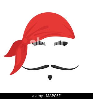 Vector cartoon style funny face pirate ou masque de carnaval de l'élément. Élément de décoration pour votre photo et video chat selfies filtre. Les moustaches et générale, rouge Illustration de Vecteur