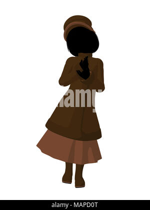 Victorian girl silhouette sur un fond blanc Banque D'Images