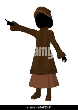 Victorian girl silhouette sur un fond blanc Banque D'Images