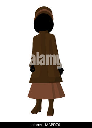 Victorian girl silhouette sur un fond blanc Banque D'Images