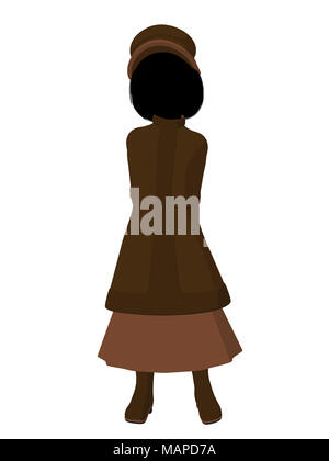 Victorian girl silhouette sur un fond blanc Banque D'Images