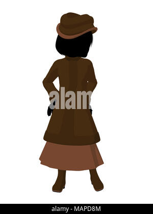 Victorian girl silhouette sur un fond blanc Banque D'Images