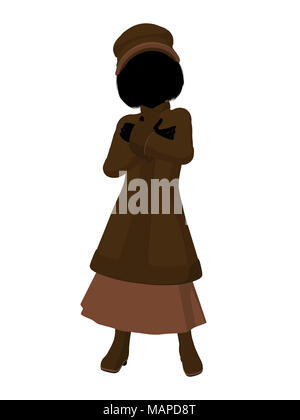 Victorian girl silhouette sur un fond blanc Banque D'Images