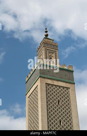 Minaret, Grande Mosquée de Paris, France Banque D'Images