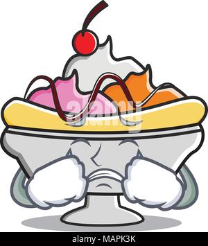 Pleurer banana split mascot cartoon Illustration de Vecteur