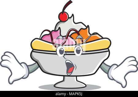 Surpris banana split mascot cartoon Illustration de Vecteur