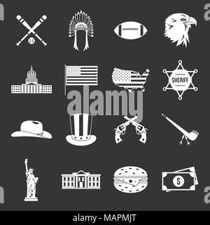 USA icons set vector gris Illustration de Vecteur