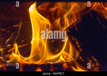 Sciage brûler dans un feu de bois Banque D'Images