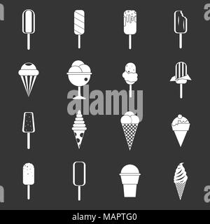 La crème glacée icons set vector gris Illustration de Vecteur