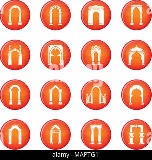 Types d'arc icons set vector rouge Illustration de Vecteur