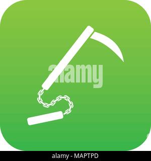 Icône Kusarigama vert numérique Illustration de Vecteur