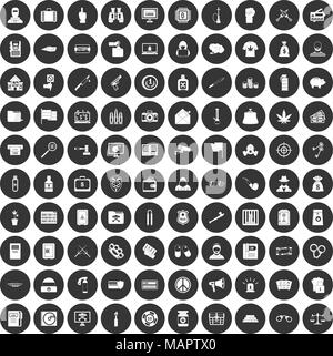 100 Infraction pénale icons set cercle noir Illustration de Vecteur