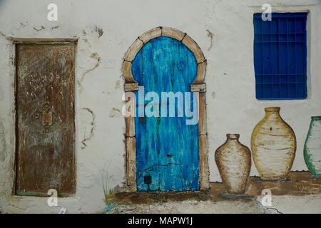 Peintures murales de Djerbahood la rue en Tunisie Banque D'Images