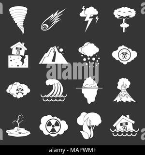 Catastrophe naturelle icons set vector gris Illustration de Vecteur