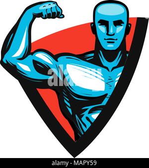 Sport, Fitness, musculation logo ou label. Homme ou muscle bodybuilder. Vector illustration Illustration de Vecteur