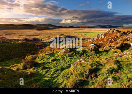Une vue d'hiver à la Réserve Naturelle de Moine Mhor de Dunadd fort dans les Highlands écossais, Argyll, Scotland, Royaume-Uni, Europe Banque D'Images