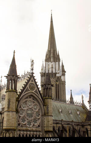 Le toit, les colonnes et les tours du style gothique St Colmans cathédrale catholique romaine dans la ville de Cobh, dans le comté de Cork Irlande Banque D'Images