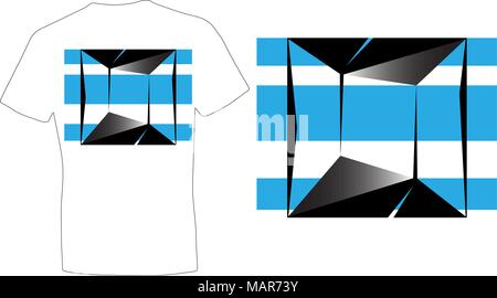 Abstract design t-shirts à rayures bleues le minimalisme illustration avec illusion Illustration de Vecteur