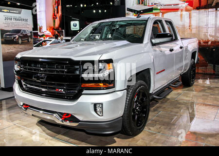 New York City, United States. Mar 28, 2018. Chevrolet Silverado Z 71 montré au New York International Auto Show 2018, au Jacob Javits Center. C'était le premier jour de l'aperçu de la presse NYIAS, le 28 mars 2018. Crédit : Miro Vrlik/Pacific Press/Alamy Live News Banque D'Images