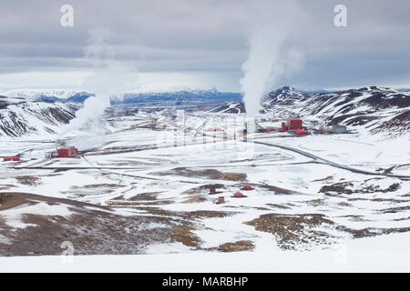 Centrale géothermique Krafla, Islande Banque D'Images